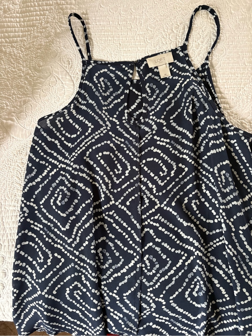 LOFT Navy & White Patterned Spaghetti Strap Camisole